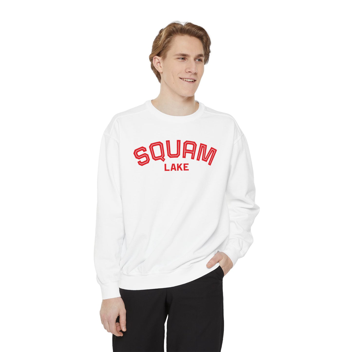 Squam Lake Unisex Garment-Dyed Sweatshirt, Cozy Casual Wear, Perfect for Lakeside Gatherings, Great for Fall, Gift for Nature Lovers