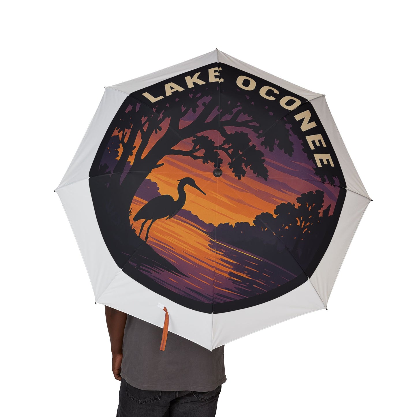 Lake Oconee Semi-Automatic Foldable Umbrella, Travel Umbrella, Outdoor Gear, Gifts for Nature Lovers, Rainy Day Essential