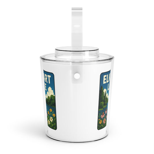 Elkhart Lake Charming Lake House Ice Bucket with Tongs, Summer Party Essential, Outdoor Gatherings, Vintage Lake Decor, Unique Gifts for Hosts