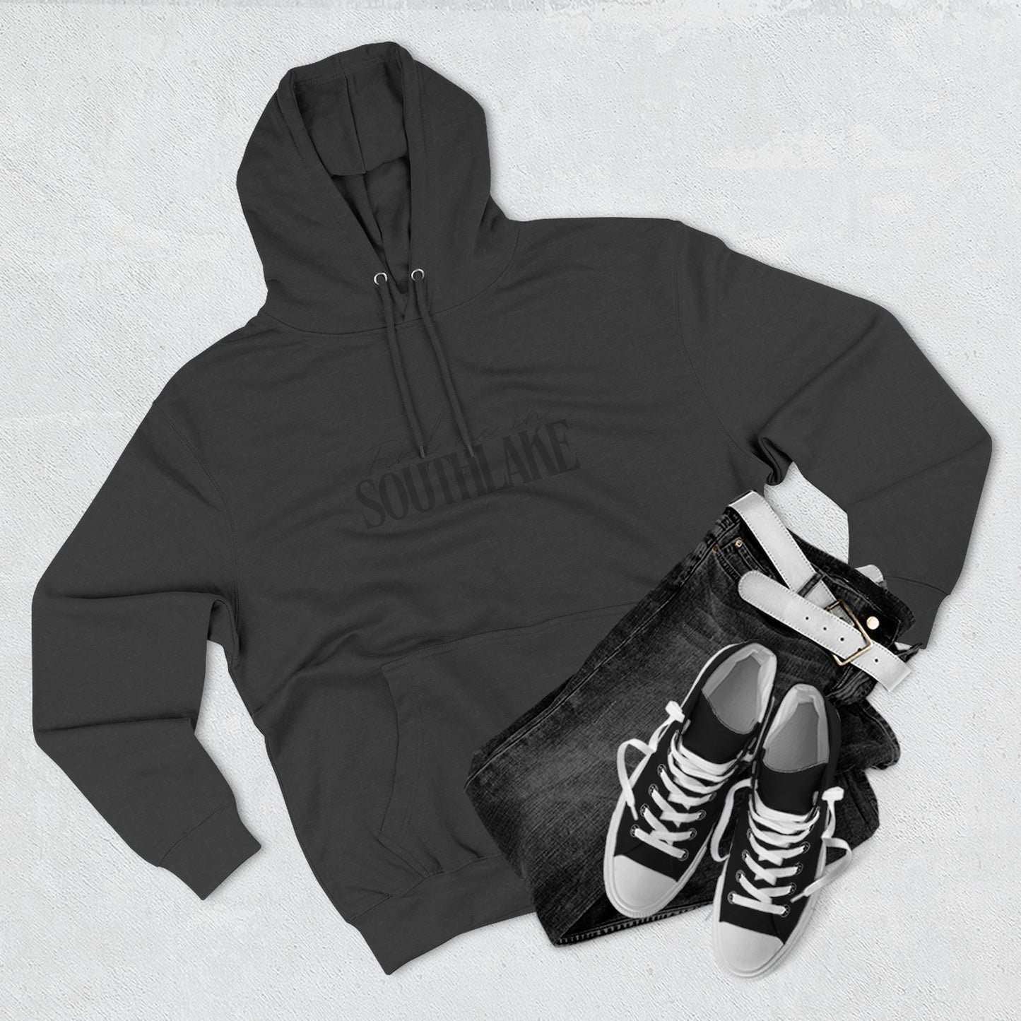 Southlake Stylish Three-Panel Fleece Hoodie for Everyday Comfort, Personalized Gift, Casual Wear, Unisex Hoodie, Cozy Fashion