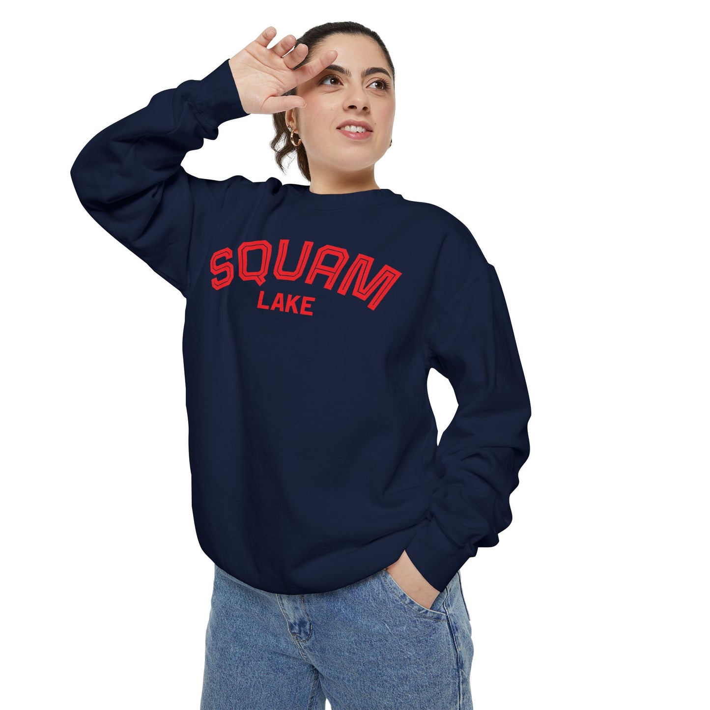 Squam Lake Unisex Garment-Dyed Sweatshirt, Cozy Casual Wear, Perfect for Lakeside Gatherings, Great for Fall, Gift for Nature Lovers