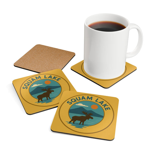 Rustic Cork Coaster Set, Nature Decor, Squam Lake Coasters, Cabin Decor, Gift for Homeowners, Scenic Coasters