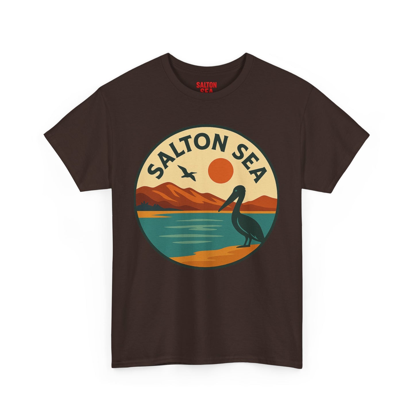 Salton Sea Graphic Tee | Unisex Heavy Cotton T-Shirt, Nature Lover Gift, Lake Adventure Shirt, Outdoor Apparel, Vintage Lake Design