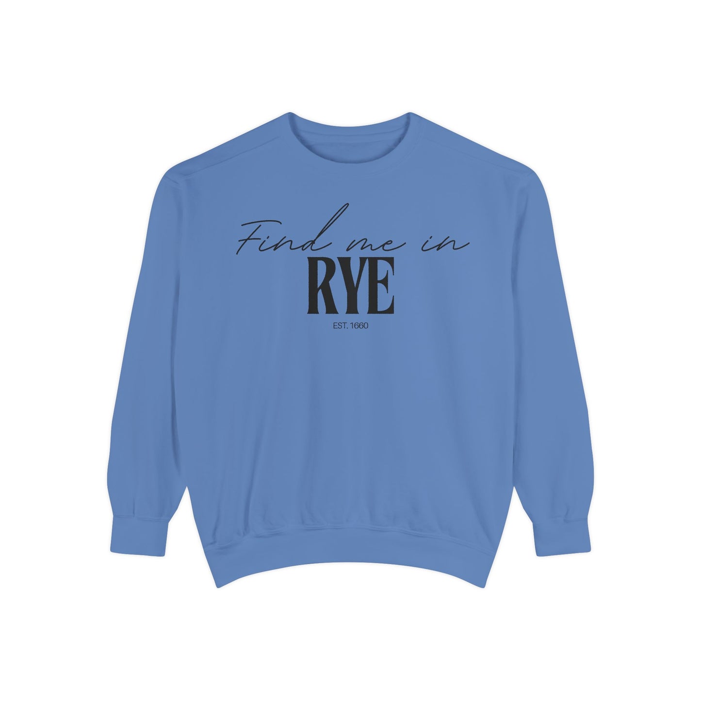 Rye Cozy Sweatshirt, Unisex Garment-Dyed Crew, Casual Wear, Gift for Friends, Fall Fashion, Lounge Style