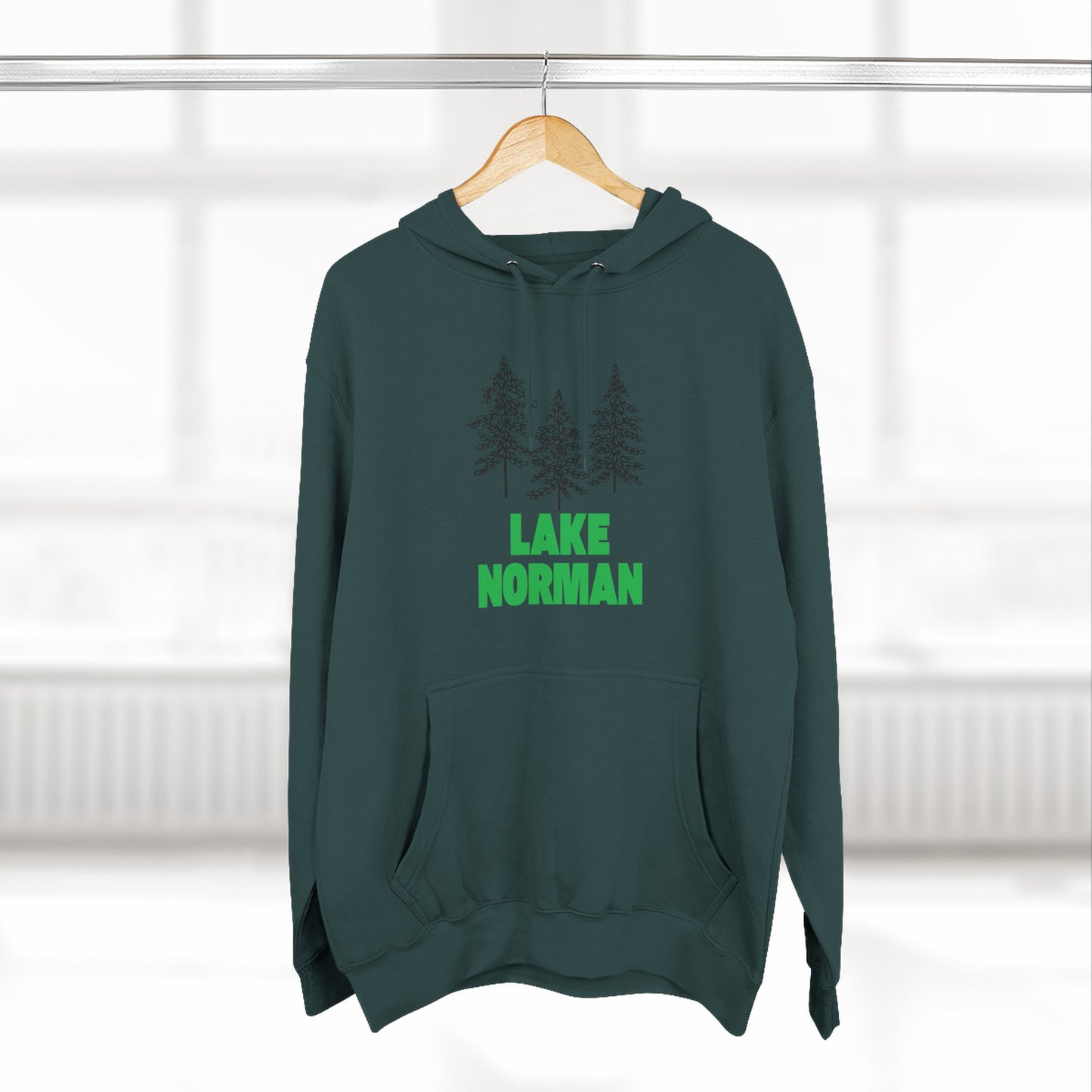 Lake Norman Fleece Hoodie, Cozy Sweatshirt, Outdoor Adventure Wear, Unique Gift for Lake Lovers, Perfect for Fall and Winter