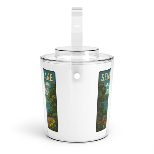 Seneca Lake Charming Lake House Ice Bucket with Tongs, Summer Party Essential, Outdoor Gatherings, Vintage Lake Decor, Unique Gifts for Hosts