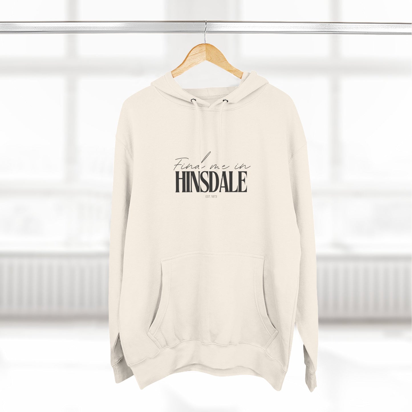 Hinsdale Stylish Three-Panel Fleece Hoodie for Everyday Comfort, Personalized Gift, Casual Wear, Unisex Hoodie, Cozy Fashion