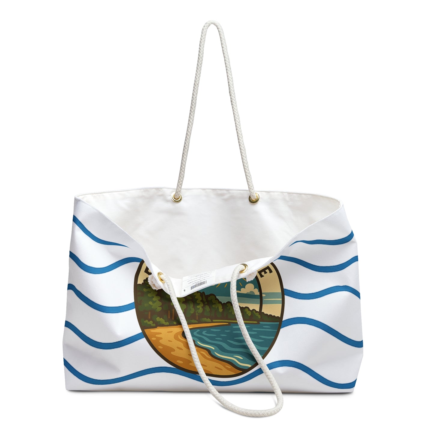 Elkhart Lake Weekender Bag White | Travel Tote, Beach Bag, Vacation Essentials, Escape Bag, Lake Life Carryall