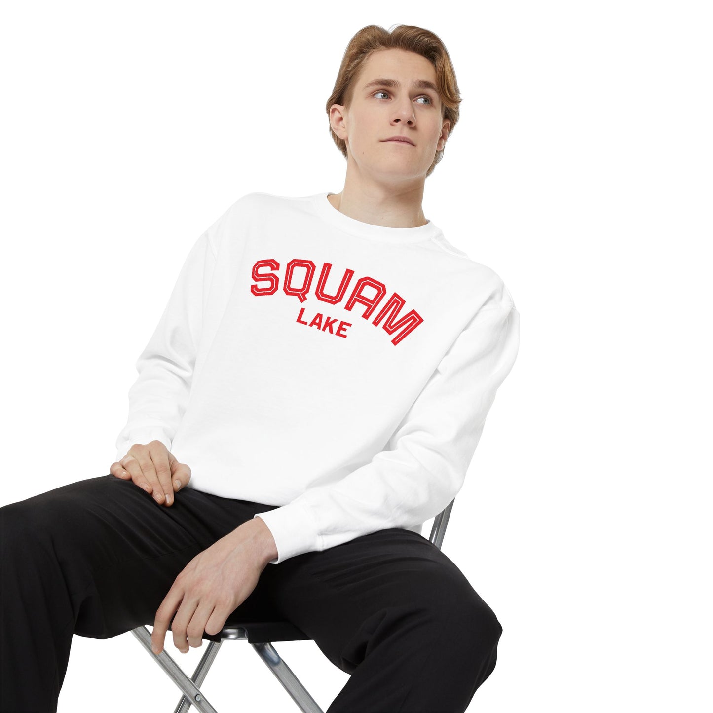 Squam Lake Unisex Garment-Dyed Sweatshirt, Cozy Casual Wear, Perfect for Lakeside Gatherings, Great for Fall, Gift for Nature Lovers