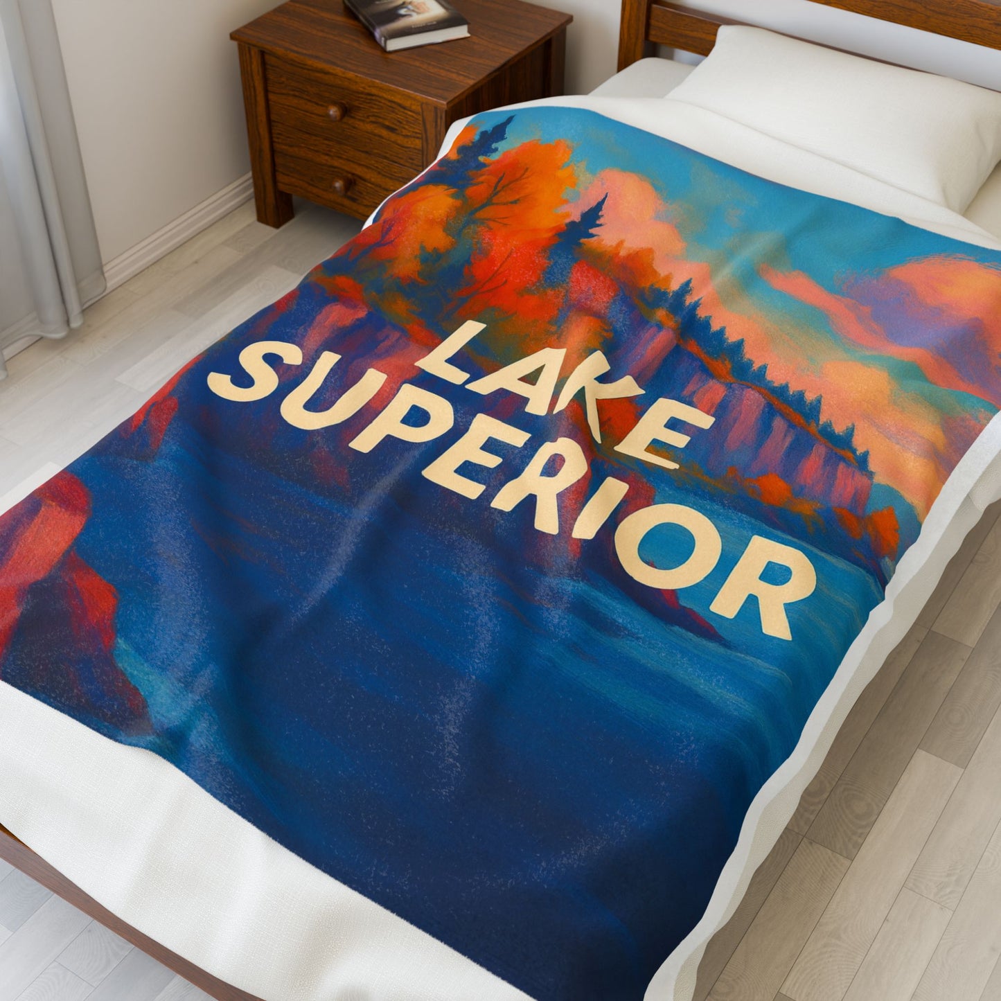 Lake Superior Velveteen Plush Blanket