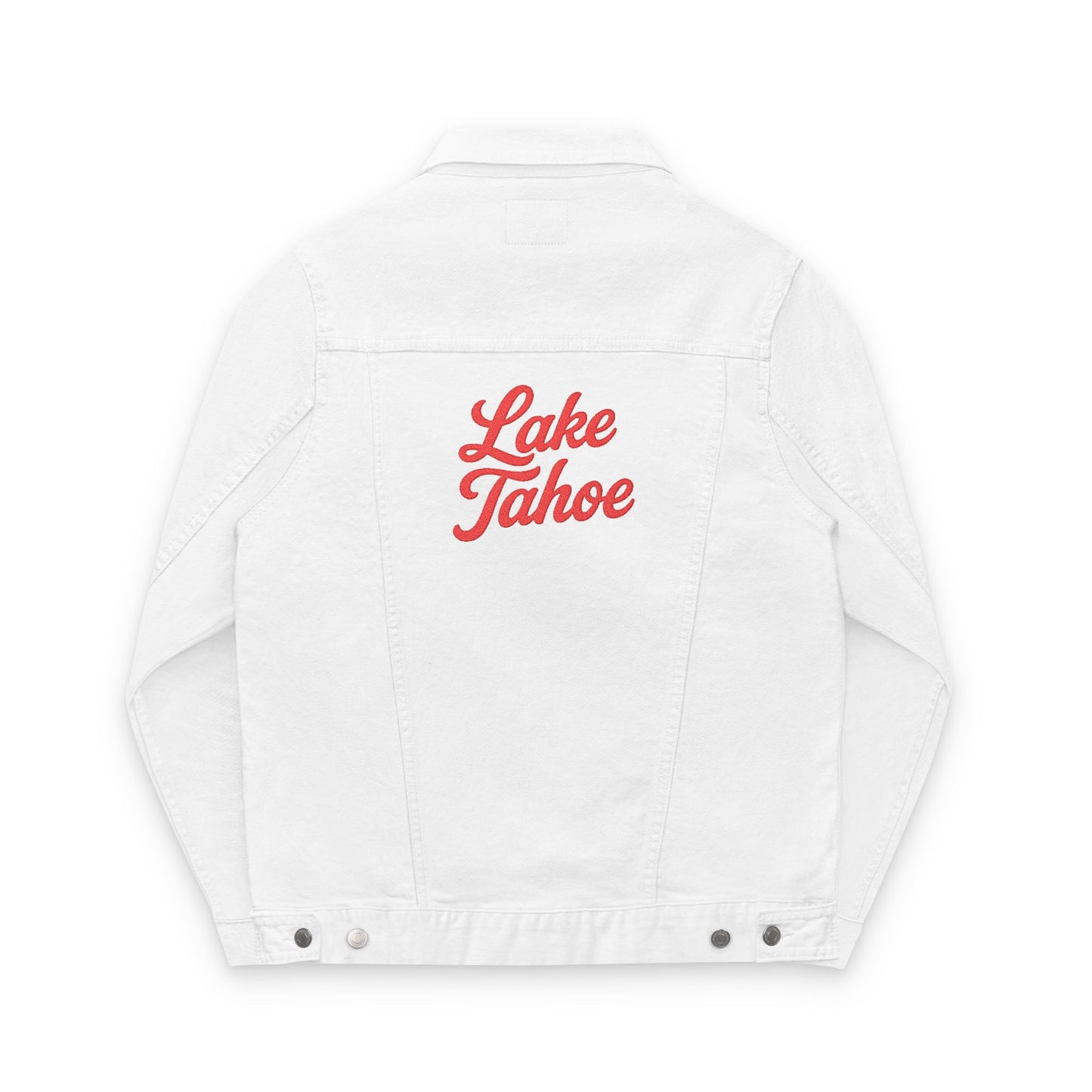 Lake Tahoe Unisex Embroidered Denim Jacket - Trendy Fall Fashion, Casual Layering, Everyday Wear, Stylish Gift, Unique Statement Piece