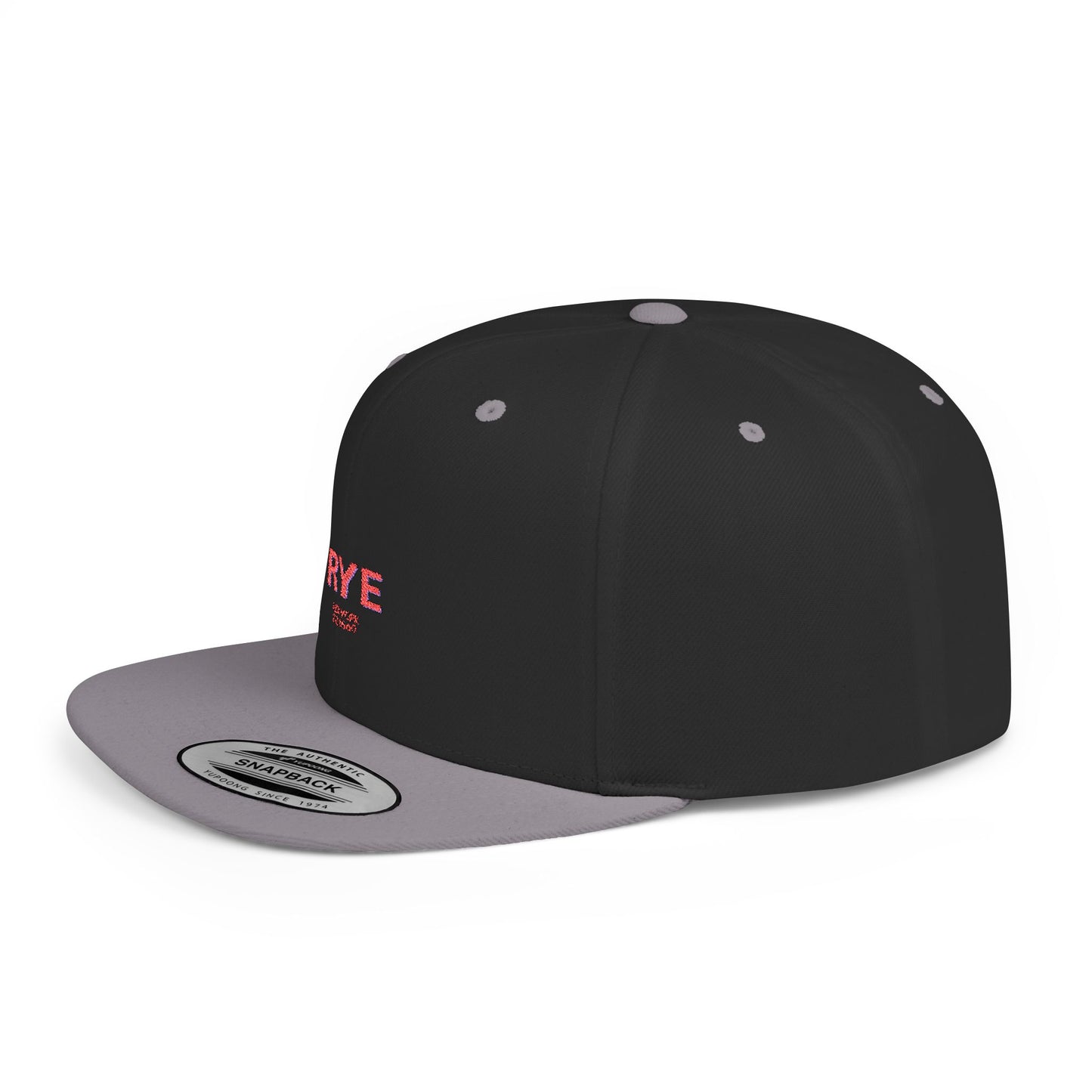 Rye Stylish Flat Bill Snapback Hat with Design, Perfect for Casual Outings, Streetwear, Gifts, Festivals, Everyday Wear