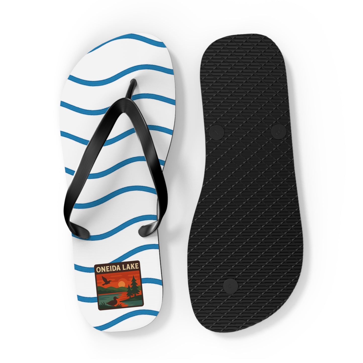 Oneida Lake Beachy Vibes Flip Flops - Summer Sandals, Poolside Footwear, Vacation Essentials, Casual Summer Shoes, Beach Accessories