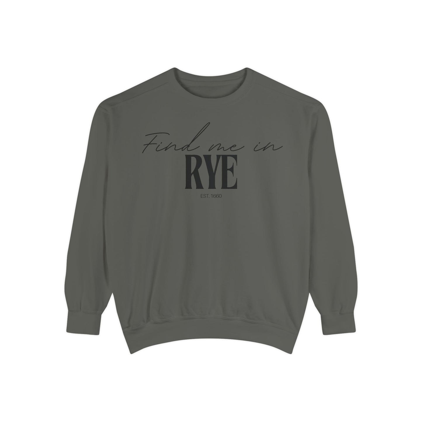 Rye Cozy Sweatshirt, Unisex Garment-Dyed Crew, Casual Wear, Gift for Friends, Fall Fashion, Lounge Style