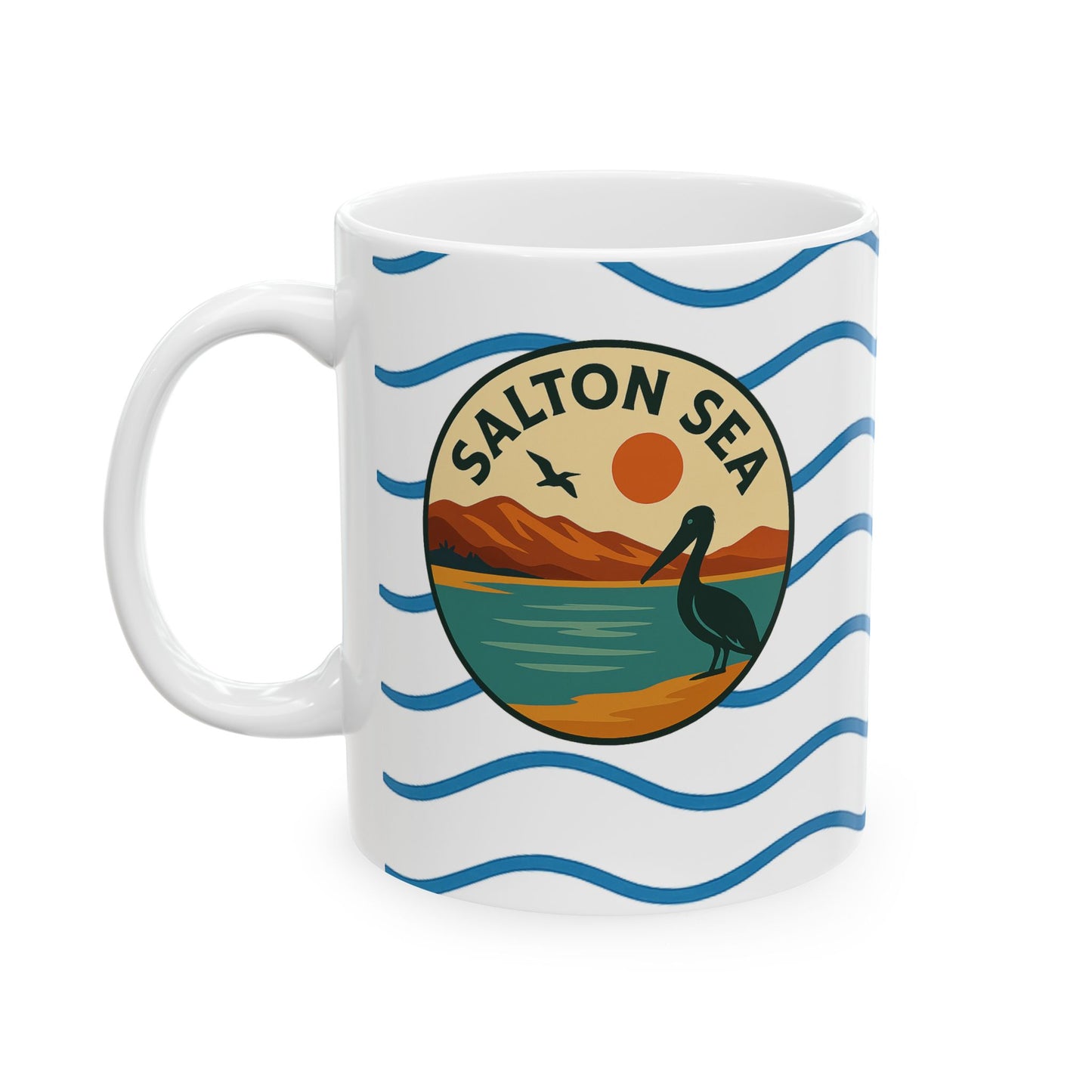 Salton Sea Serene Sunrise Ceramic Mug - Perfect for Coffee Lovers, Gift for Nature Enthusiasts, Beach Lover's Delight, Ocean Vibes, Relaxation