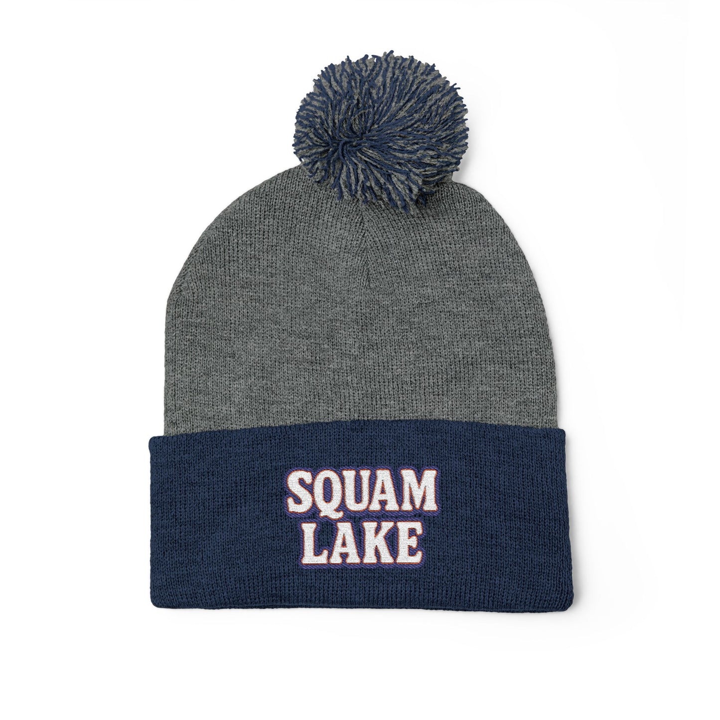 Squam Lake Pom-Pom Knit Cap (Embroidery)