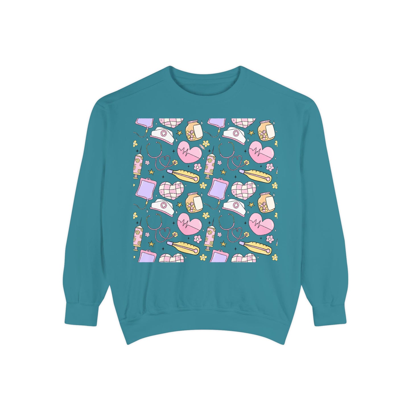Nurse Cute Patterned Unisex Sweatshirt - Cozy Gift for Her, Trendy Casual Wear, Perfect for Fall, Spring, Birthdays, Love, Friendship