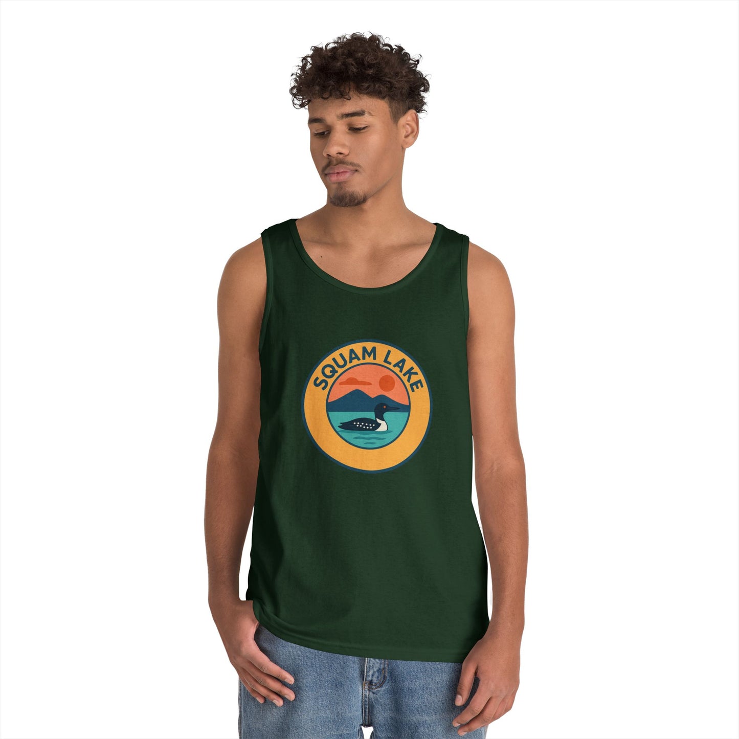 Squam Lake Vintage Unisex Heavy Cotton Tank Top, Summer Shirt, Lake Apparel, Outdoor Activity, Gift for Nature Lovers