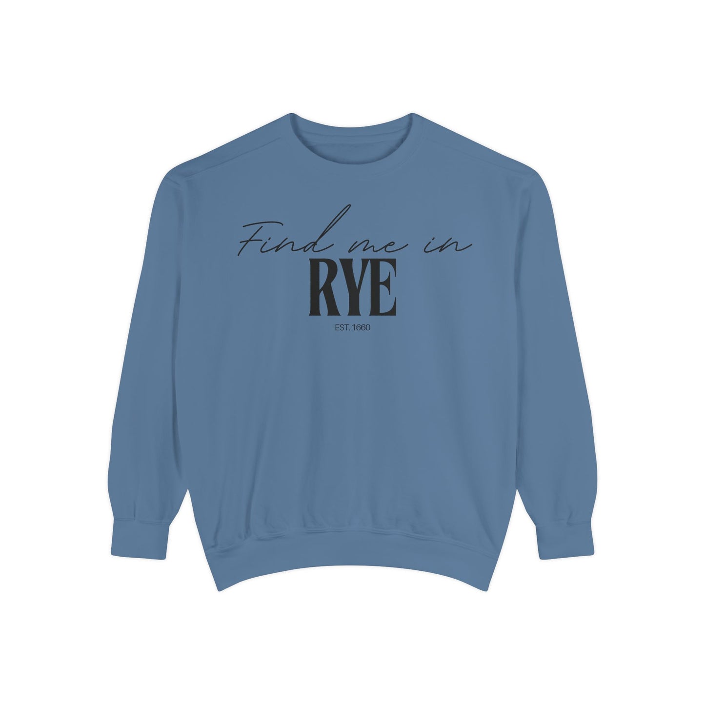 Rye Cozy Sweatshirt, Unisex Garment-Dyed Crew, Casual Wear, Gift for Friends, Fall Fashion, Lounge Style