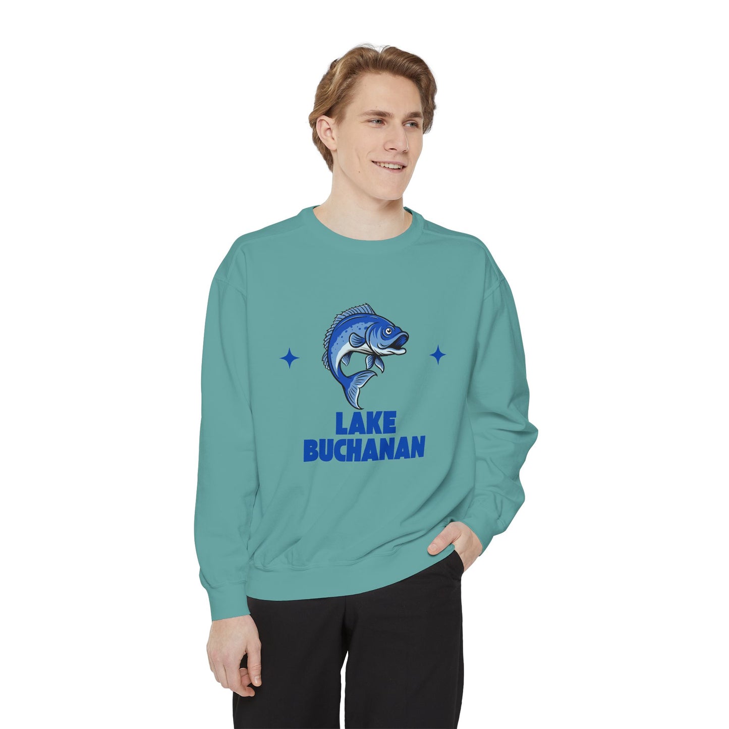 Lake Buchanan Fish Design Unisex Sweatshirt | Cozy Fishing Apparel, Casual Wear, Gift for Anglers, Lake Day Outfit, Nature Lovers Sweatshirt