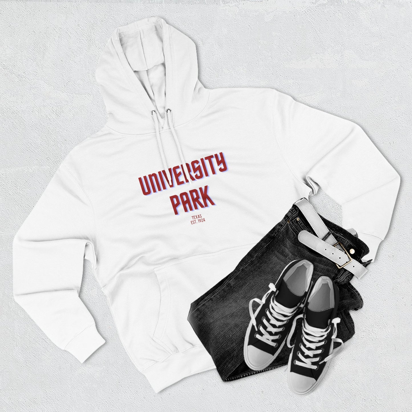 University Park Fleece Hoodie, Casual Sweatshirt, Cozy Layering Piece, Perfect Gift for All Occasions, Stylish Streetwear