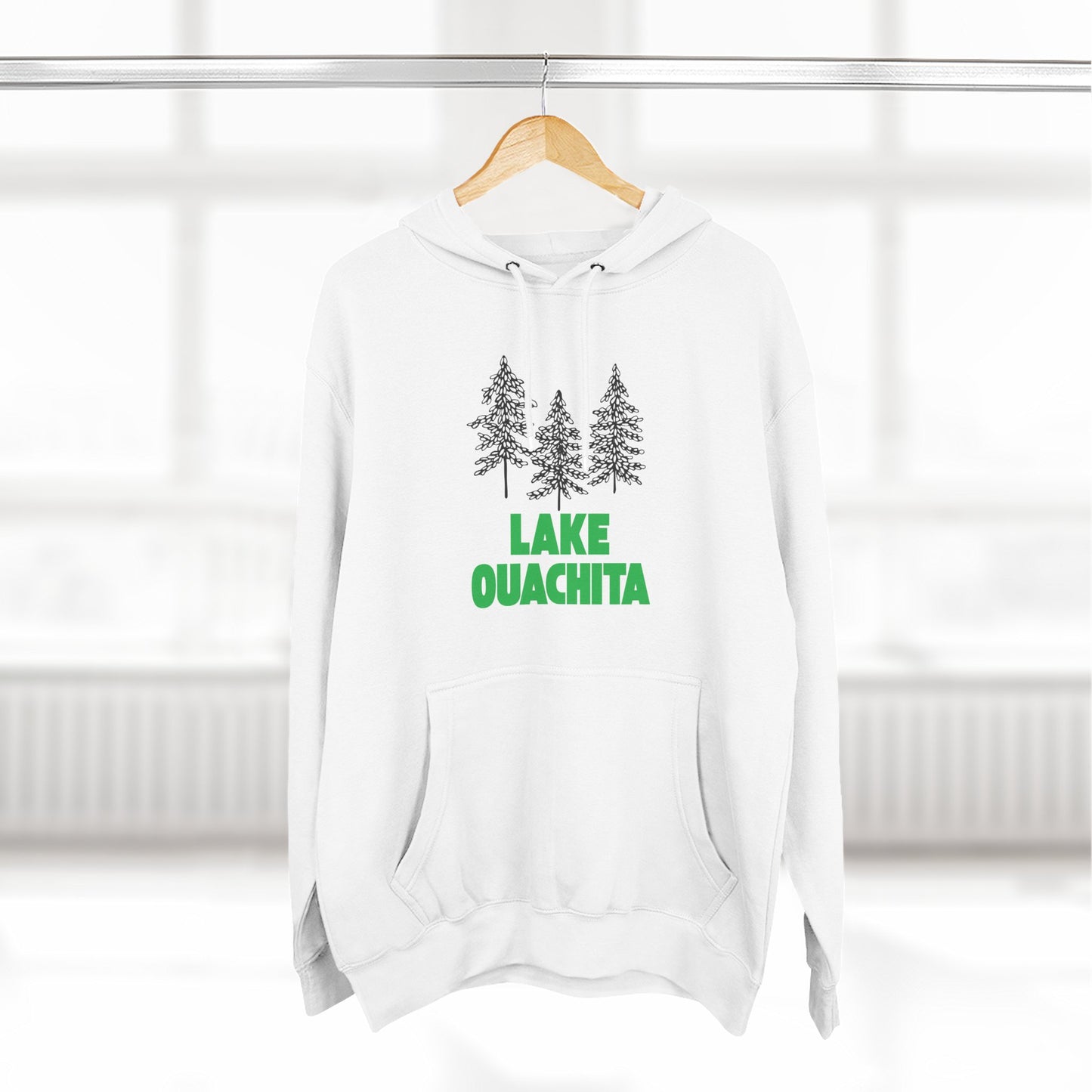 Lake Ouachita Fleece Hoodie, Cozy Sweatshirt, Outdoor Adventure Wear, Unique Gift for Lake Lovers, Perfect for Fall and Winter
