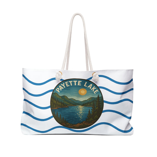 Payette Lake Weekender Bag White | Travel Tote, Beach Bag, Vacation Essentials, Escape Bag, Lake Life Carryall