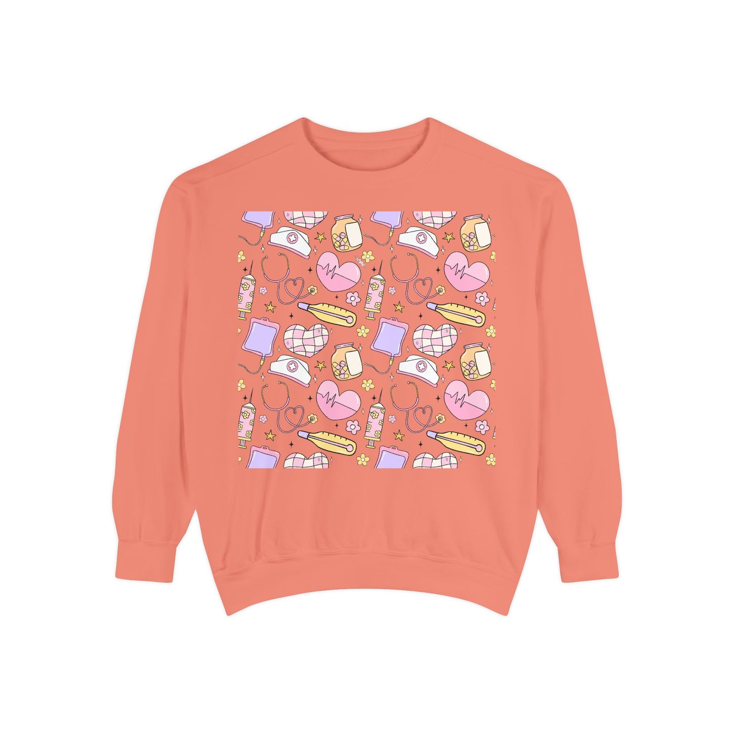 Nurse Cute Patterned Unisex Sweatshirt - Cozy Gift for Her, Trendy Casual Wear, Perfect for Fall, Spring, Birthdays, Love, Friendship
