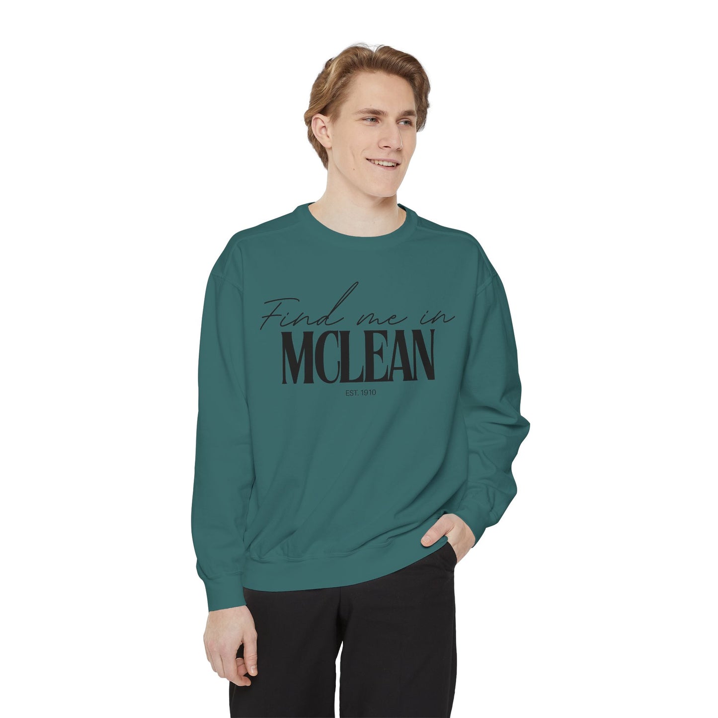 McLean Cozy Sweatshirt, Unisex Garment-Dyed Crew, Casual Wear, Gift for Friends, Fall Fashion, Lounge Style
