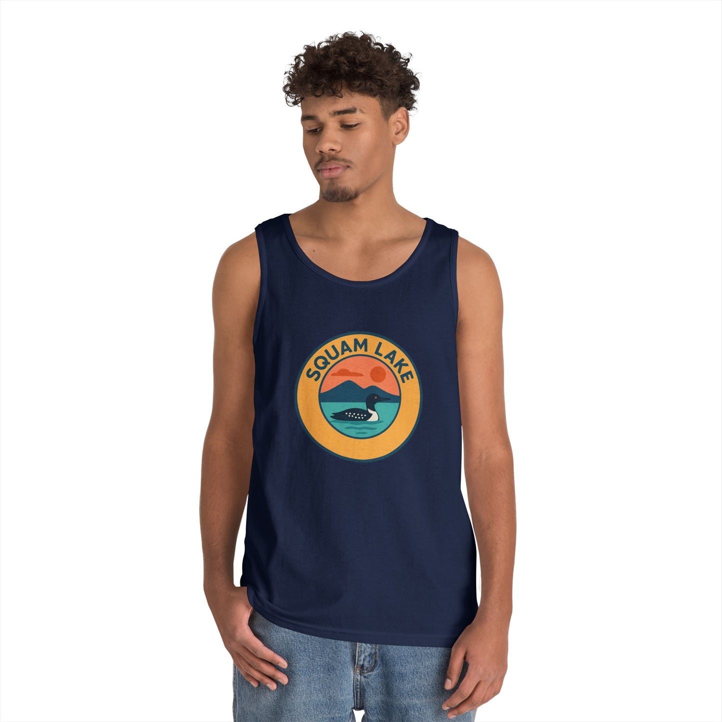 Squam Lake Vintage Unisex Heavy Cotton Tank Top, Summer Shirt, Lake Apparel, Outdoor Activity, Gift for Nature Lovers