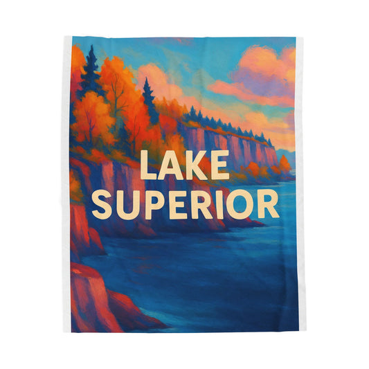 Lake Superior Velveteen Plush Blanket