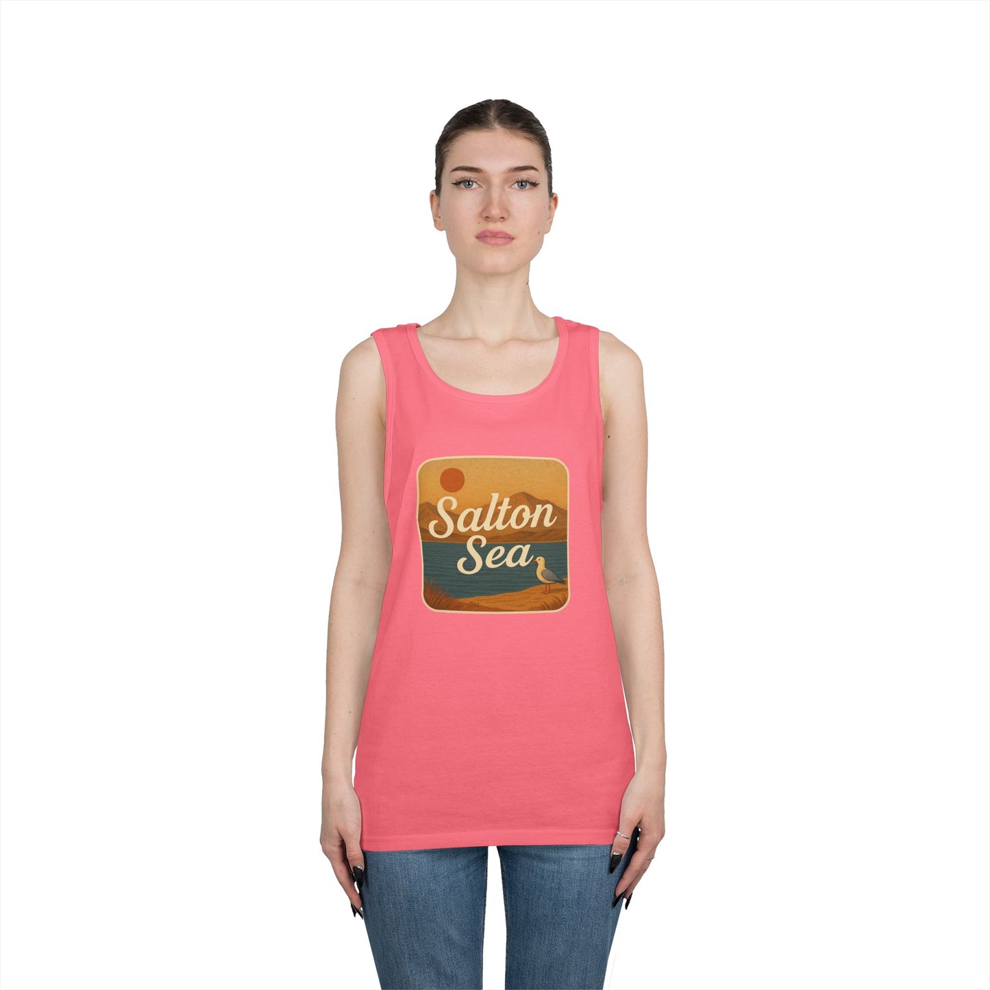 Salton Sea Vintage Unisex Heavy Cotton Tank Top, Summer Shirt, Lake Apparel, Outdoor Activity, Gift for Nature Lovers