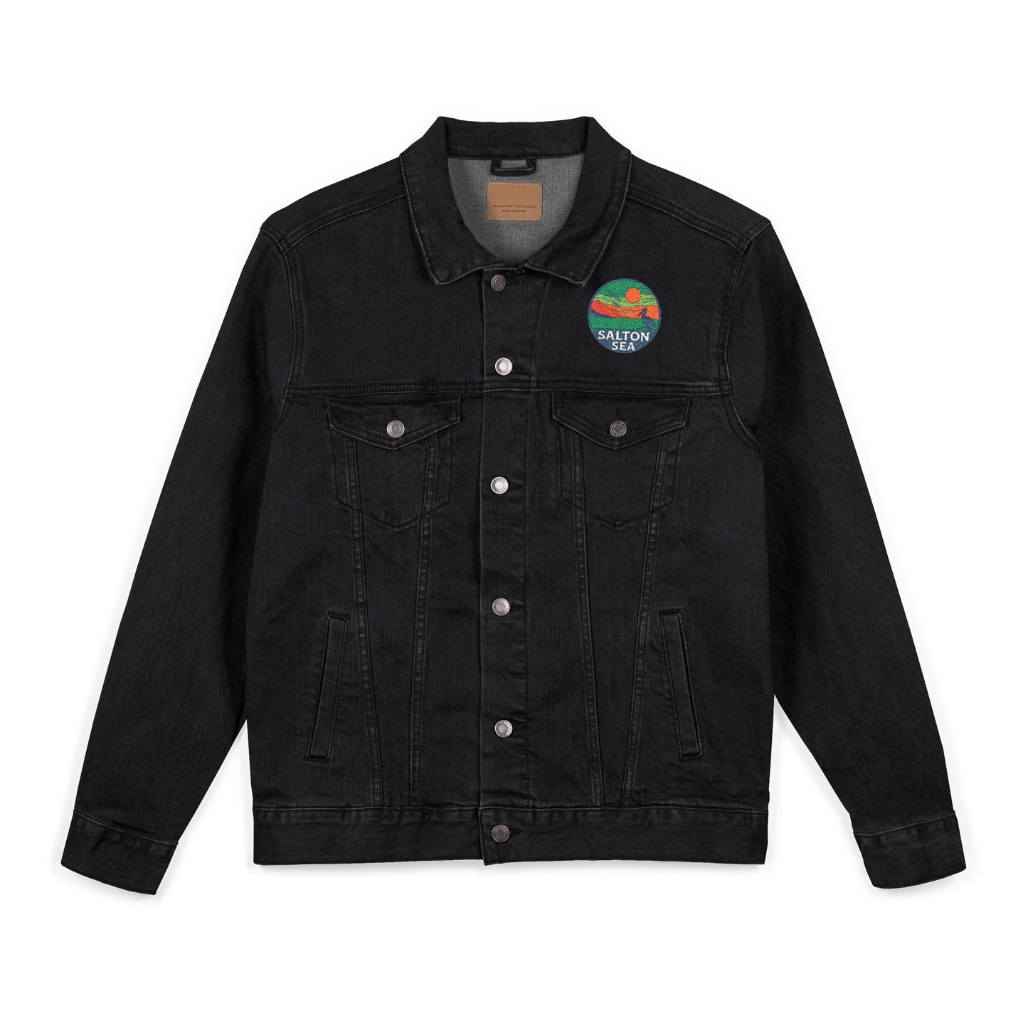 Salton Sea Unisex Embroidered Denim Jacket - Trendy Fall Fashion, Casual Layering, Everyday Wear, Stylish Gift, Unique Statement Piece
