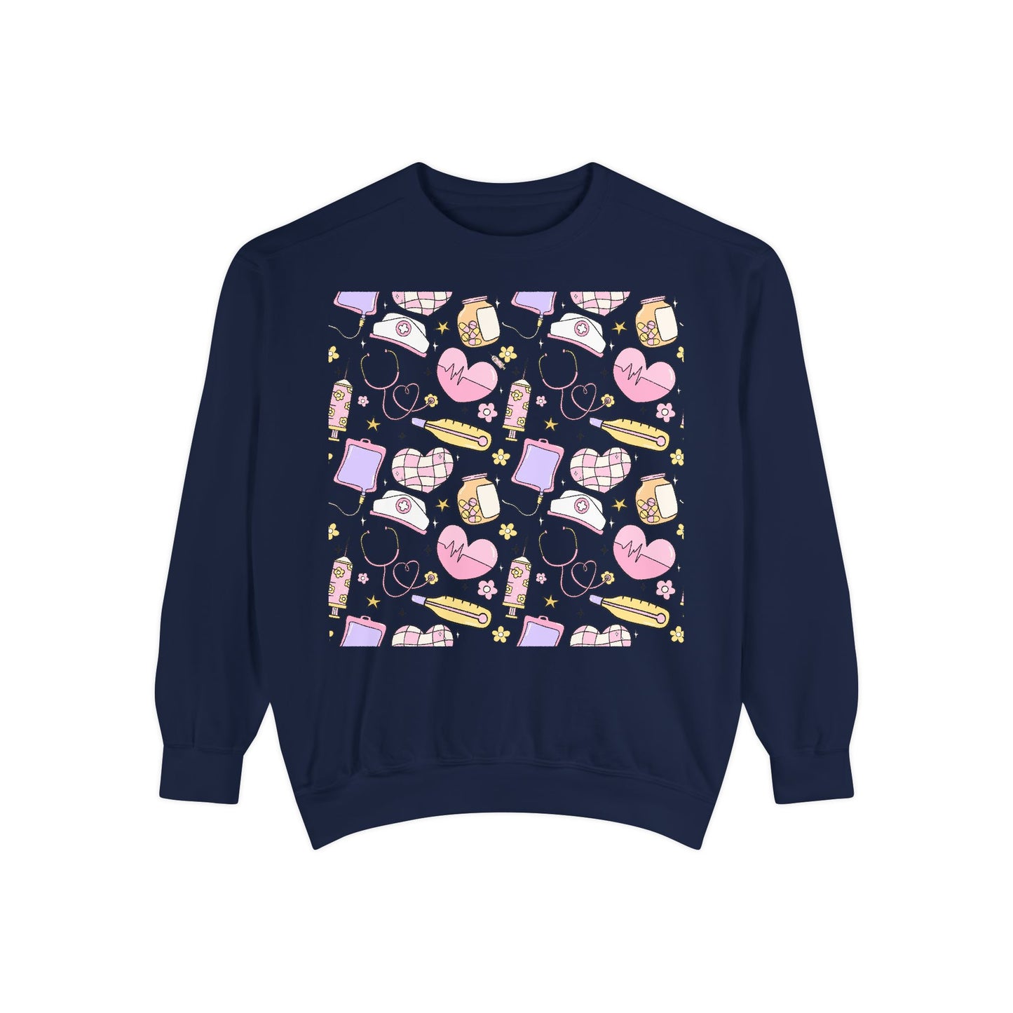 Nurse Cute Patterned Unisex Sweatshirt - Cozy Gift for Her, Trendy Casual Wear, Perfect for Fall, Spring, Birthdays, Love, Friendship