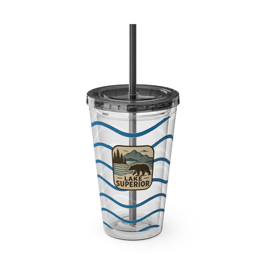 Lake Superior Sunsplash Tumbler, 16oz Clear Drink Cup for Outdoor Adventures, Customizable Travel Mug, Perfect for Summer Fun, Eco-Friendly Beverage [...]