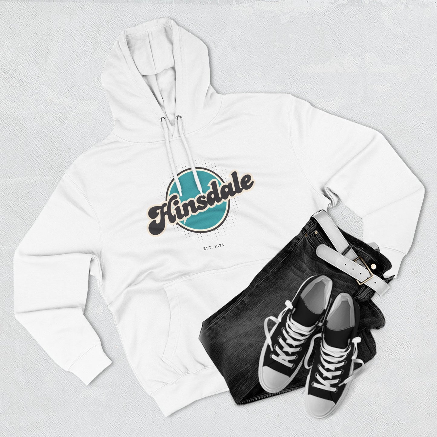 Hinsdale Retro Vibe Hoodie for Casual Days, Streetwear, Unisex Gift, Cozy Layering Apparel