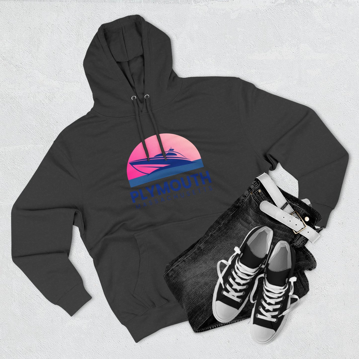 Plymouth Vibes Hoodie with Design, Perfect for Autumn Lovers, Comfortable and Stylish, Great Gift for Vacations