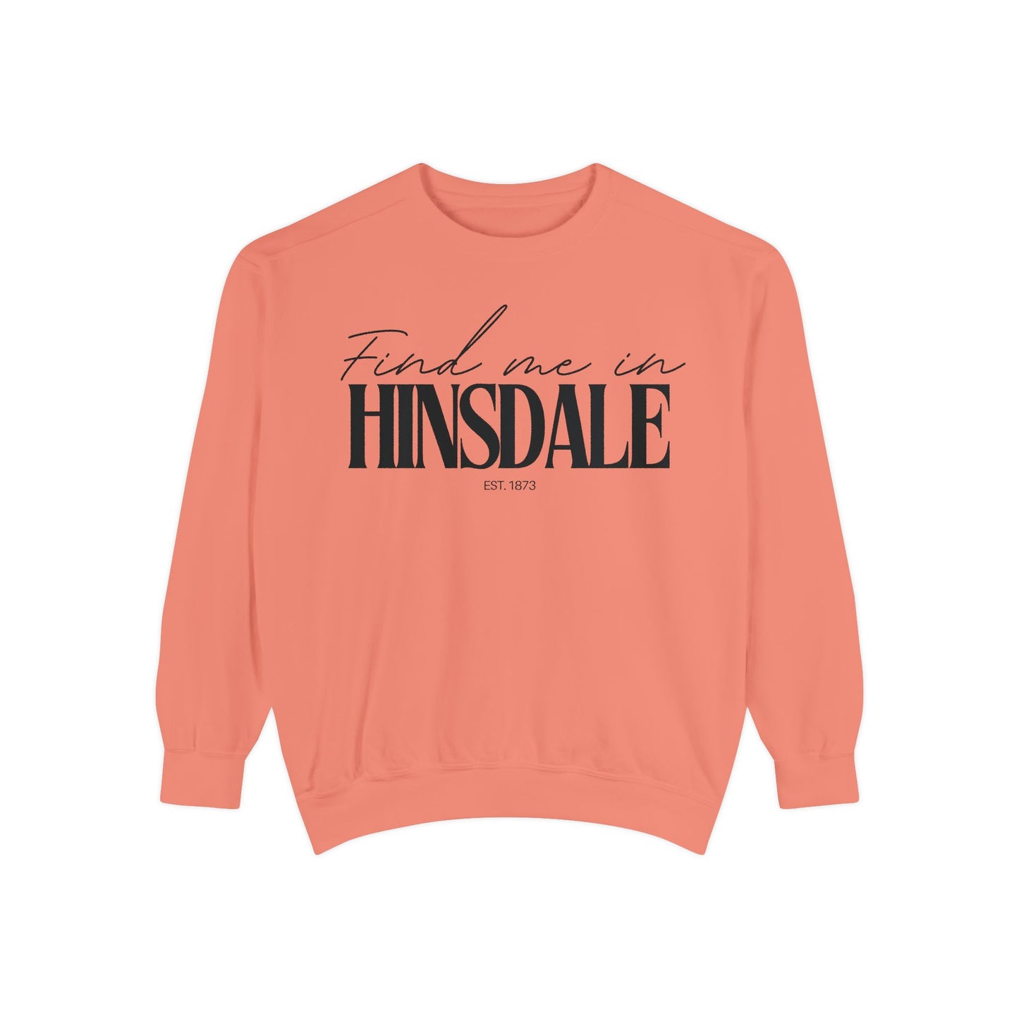Hinsdale Cozy Sweatshirt, Unisex Garment-Dyed Crew, Casual Wear, Gift for Friends, Fall Fashion, Lounge Style