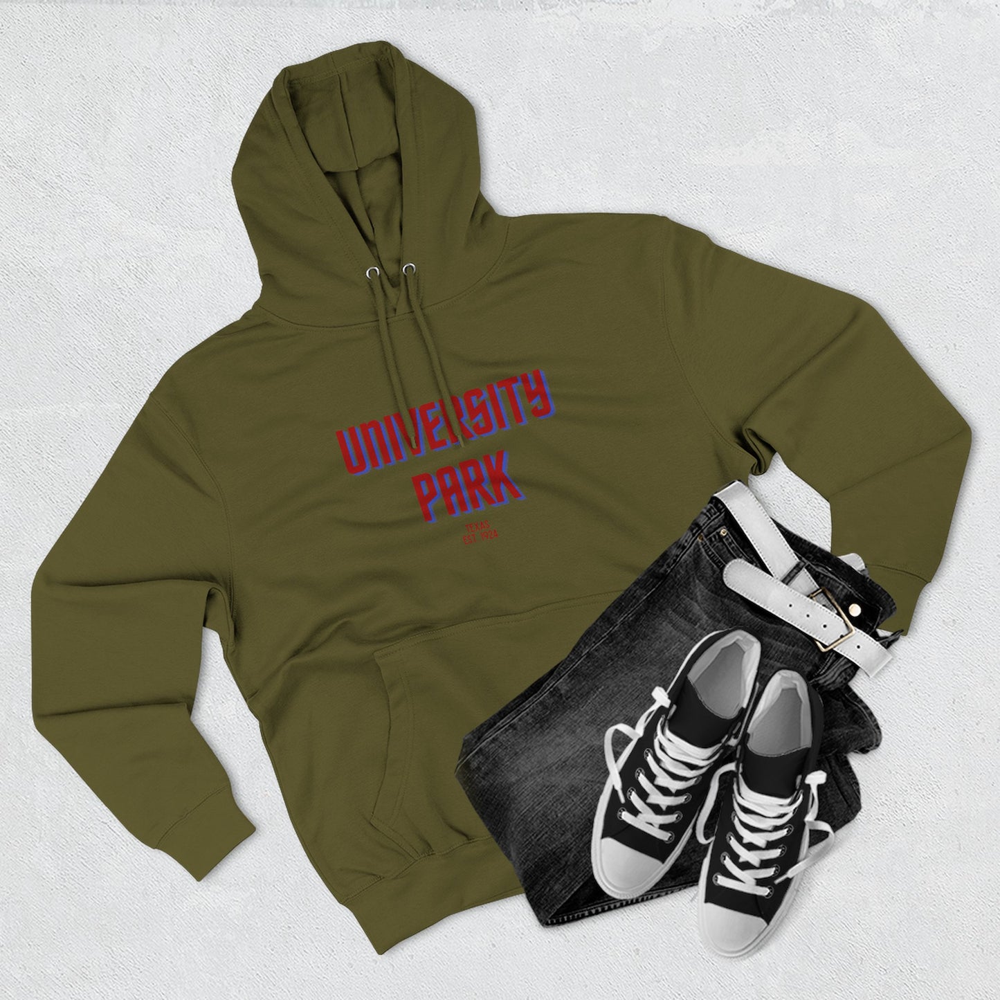 University Park Fleece Hoodie, Casual Sweatshirt, Cozy Layering Piece, Perfect Gift for All Occasions, Stylish Streetwear