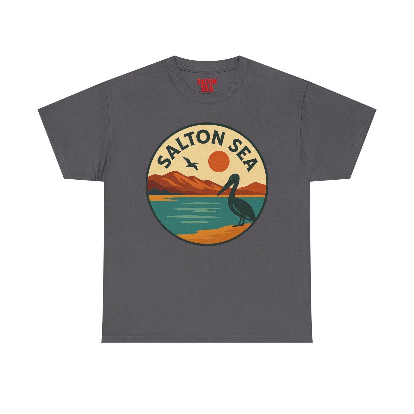 Salton Sea Graphic Tee | Unisex Heavy Cotton T-Shirt, Nature Lover Gift, Lake Adventure Shirt, Outdoor Apparel, Vintage Lake Design