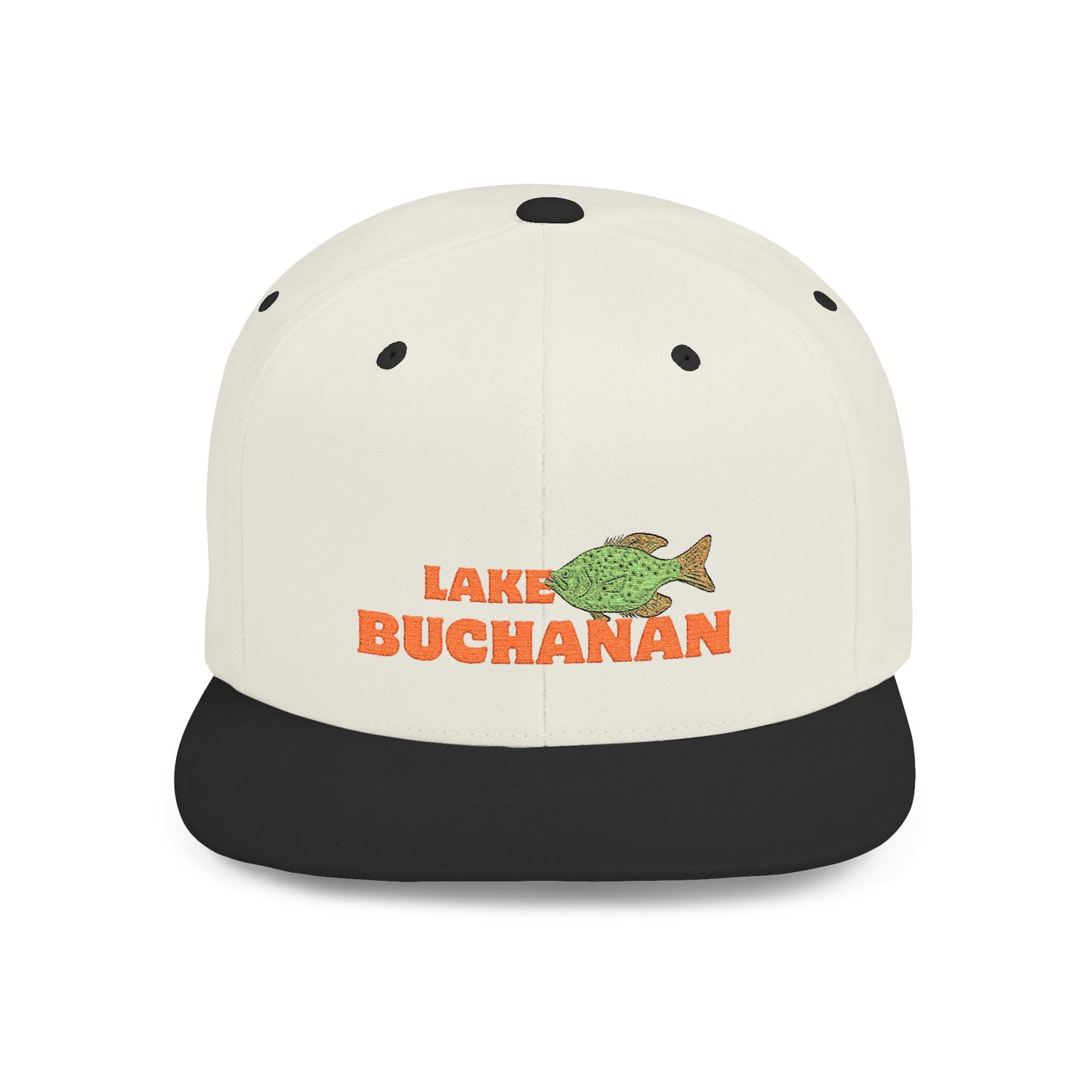 Lake Buchanan Fish Flat Bill Snapback Hat, Fishing Cap, Outdoor Gear, Lake House Gift, Summer Accessories, Stylish Headwear