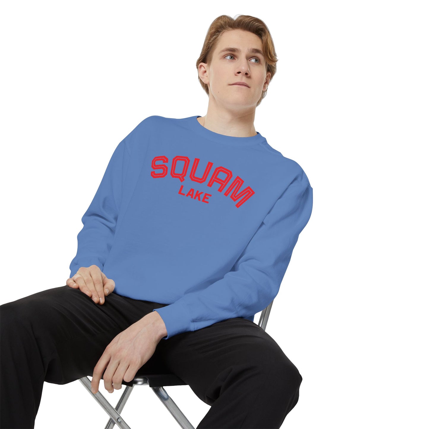 Squam Lake Unisex Garment-Dyed Sweatshirt, Cozy Casual Wear, Perfect for Lakeside Gatherings, Great for Fall, Gift for Nature Lovers