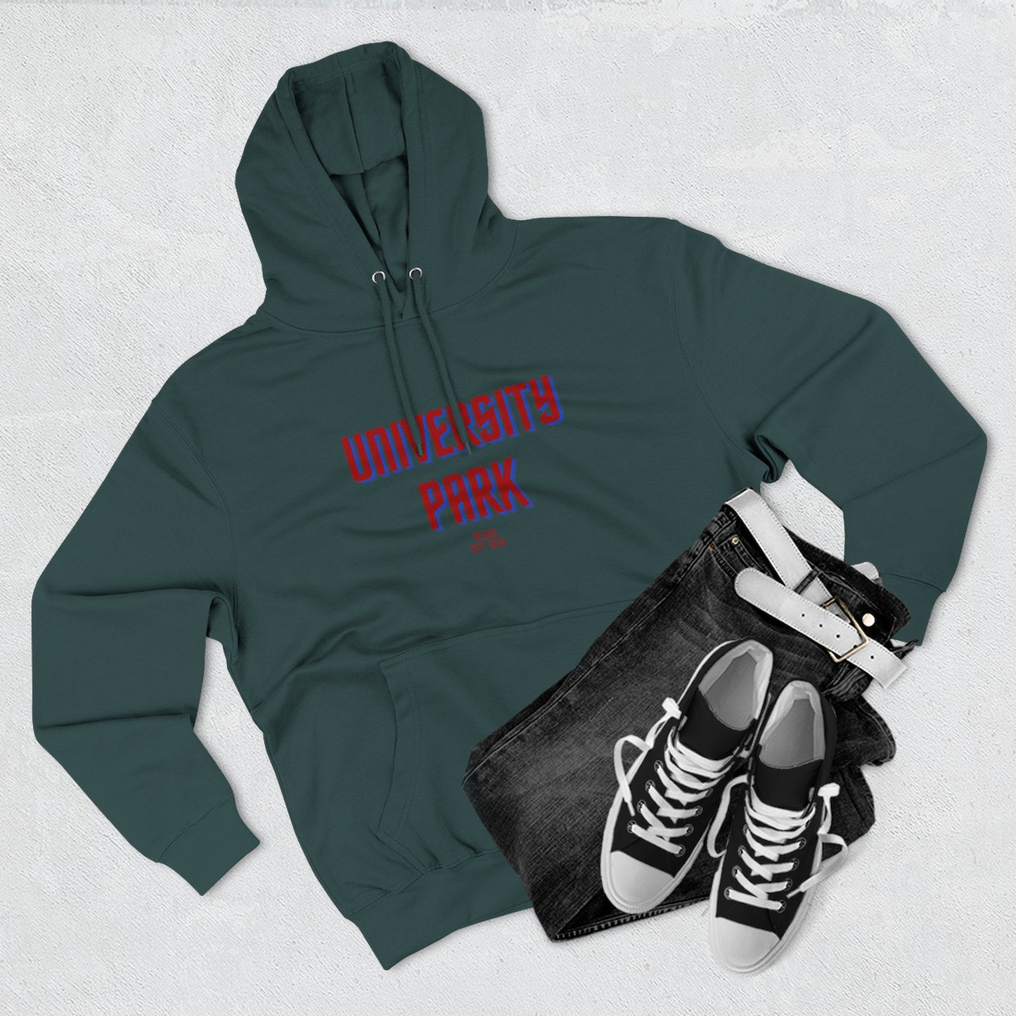 University Park Fleece Hoodie, Casual Sweatshirt, Cozy Layering Piece, Perfect Gift for All Occasions, Stylish Streetwear