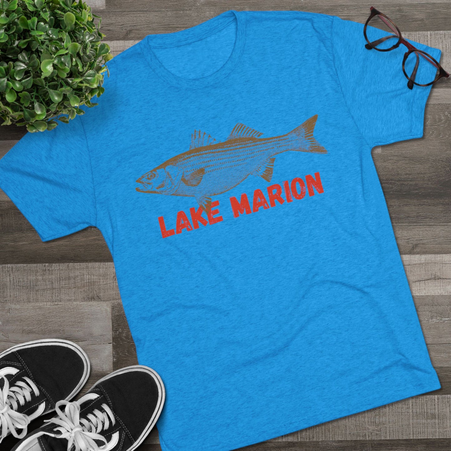 Lake Marion Fishing Tee, Unisex Crew Neck Shirt, Summer Lake Apparel, Gift for Fishermen, Outdoor Adventure T-Shirt, Lake House Style