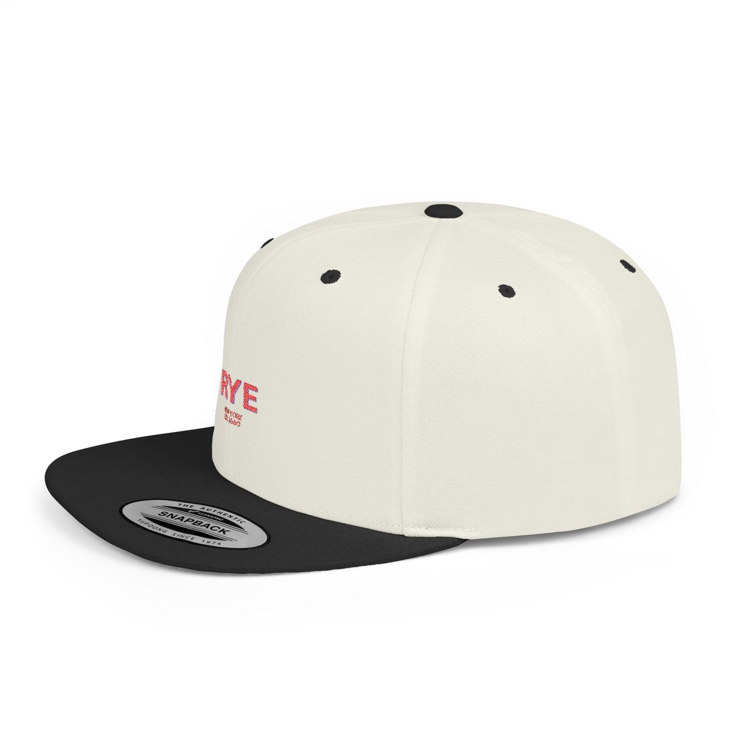 Rye Stylish Flat Bill Snapback Hat with Design, Perfect for Casual Outings, Streetwear, Gifts, Festivals, Everyday Wear