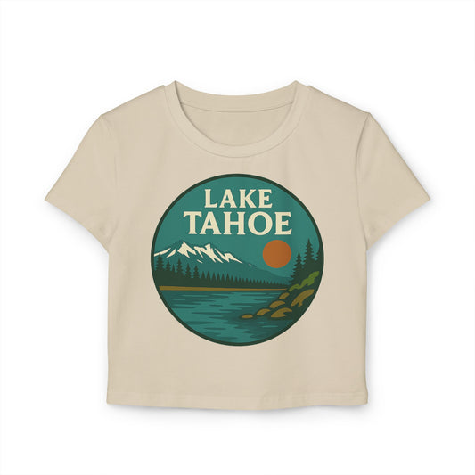 Lake Tahoe Women's Baby Tee - Vintage Style, Lake Lover Shirt, Summer Outfit, Nature Lover Gift, Travel-Inspired Top