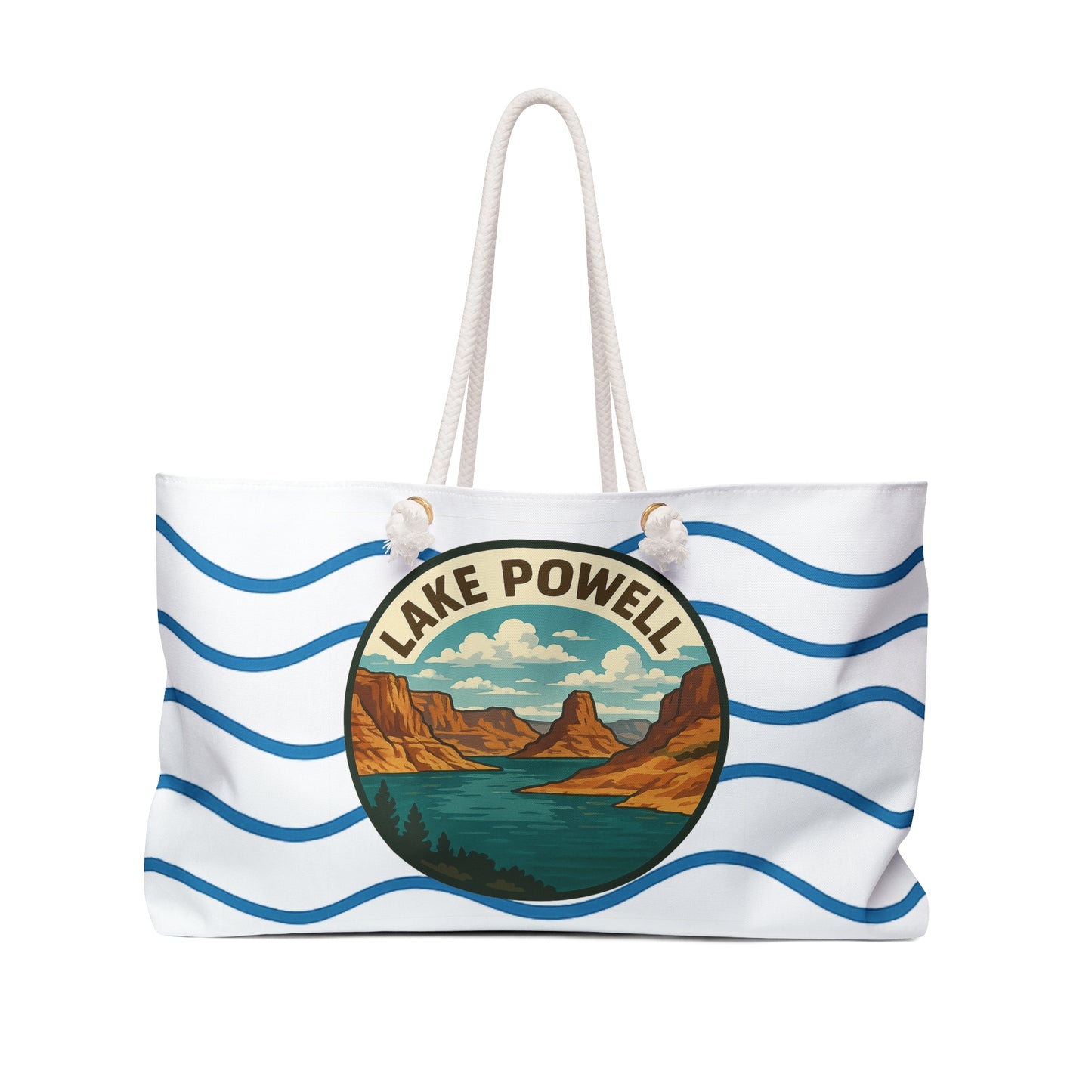 Lake Powell Weekender Bag White | Travel Tote, Beach Bag, Vacation Essentials, Escape Bag, Lake Life Carryall