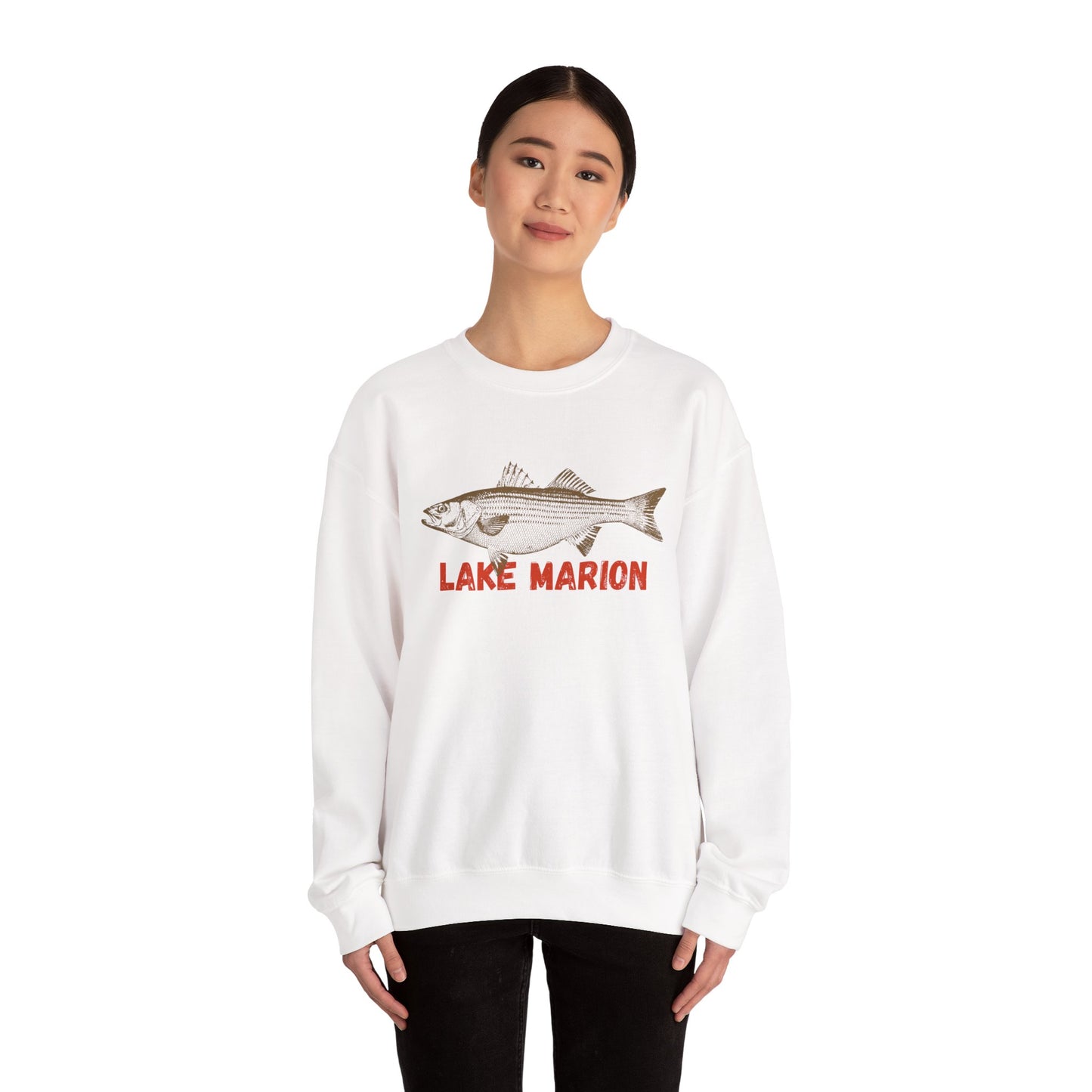 Lake Marion Fishing Sweatshirt, Unisex Crewneck, Casual Wear, Gift for Fishermen, Outdoor Apparel, Lake House Cozy