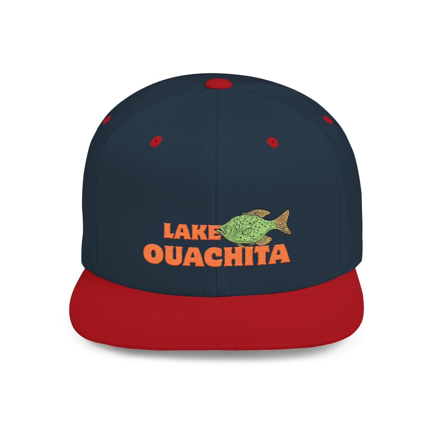 Lake Ouachita Fish Flat Bill Snapback Hat, Fishing Cap, Outdoor Gear, Lake House Gift, Summer Accessories, Stylish Headwear