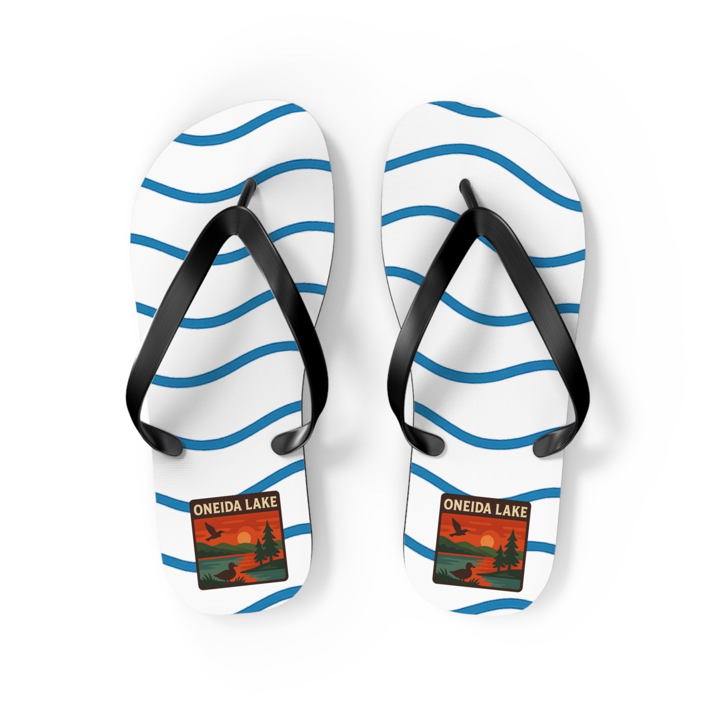 Oneida Lake Beachy Vibes Flip Flops - Summer Sandals, Poolside Footwear, Vacation Essentials, Casual Summer Shoes, Beach Accessories